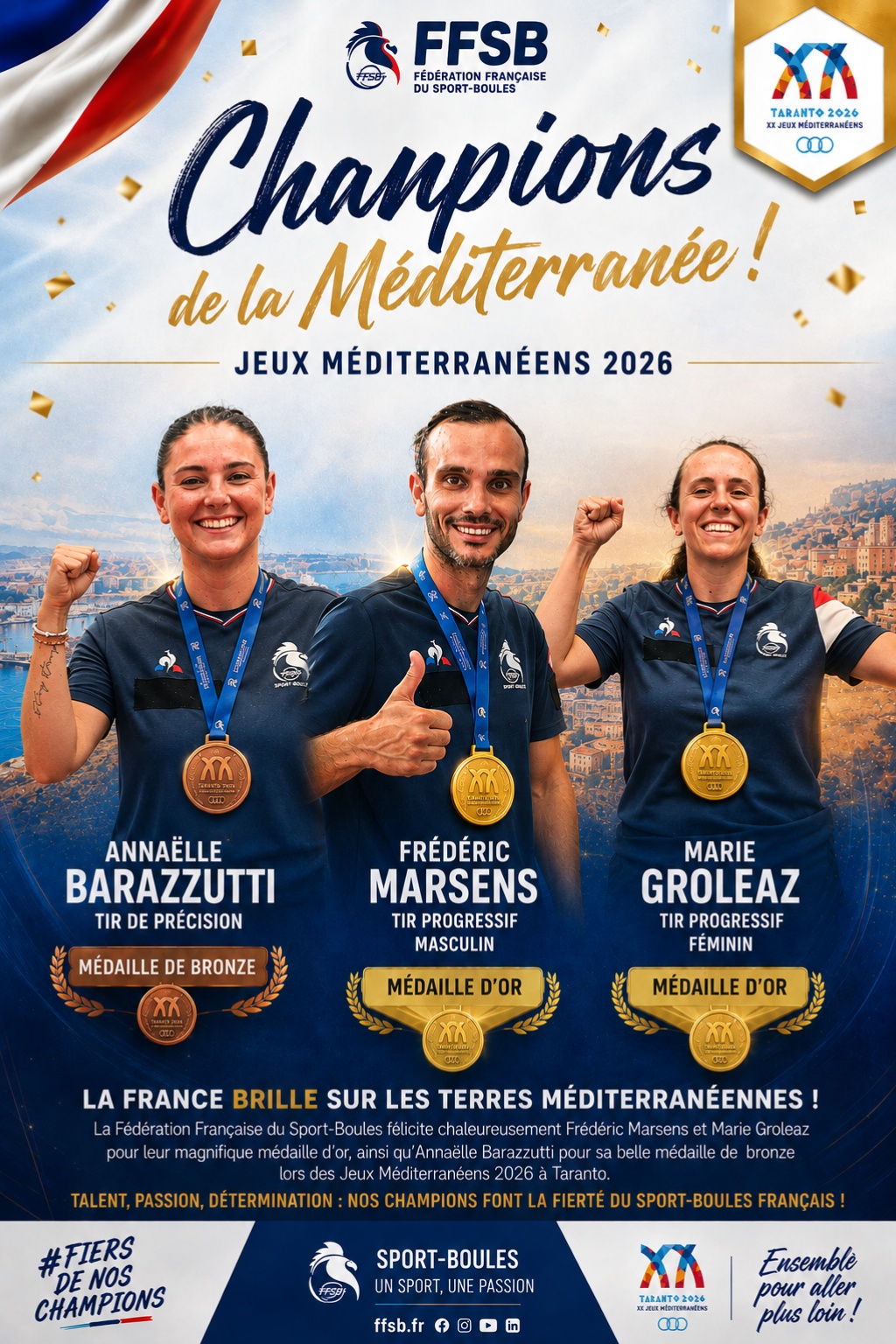 Jeux méditerranéens 2026 : le tir progressif français en or, le bronze pour Annaëlle Barazzutti